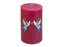 Lumanare stalp rosu decorat